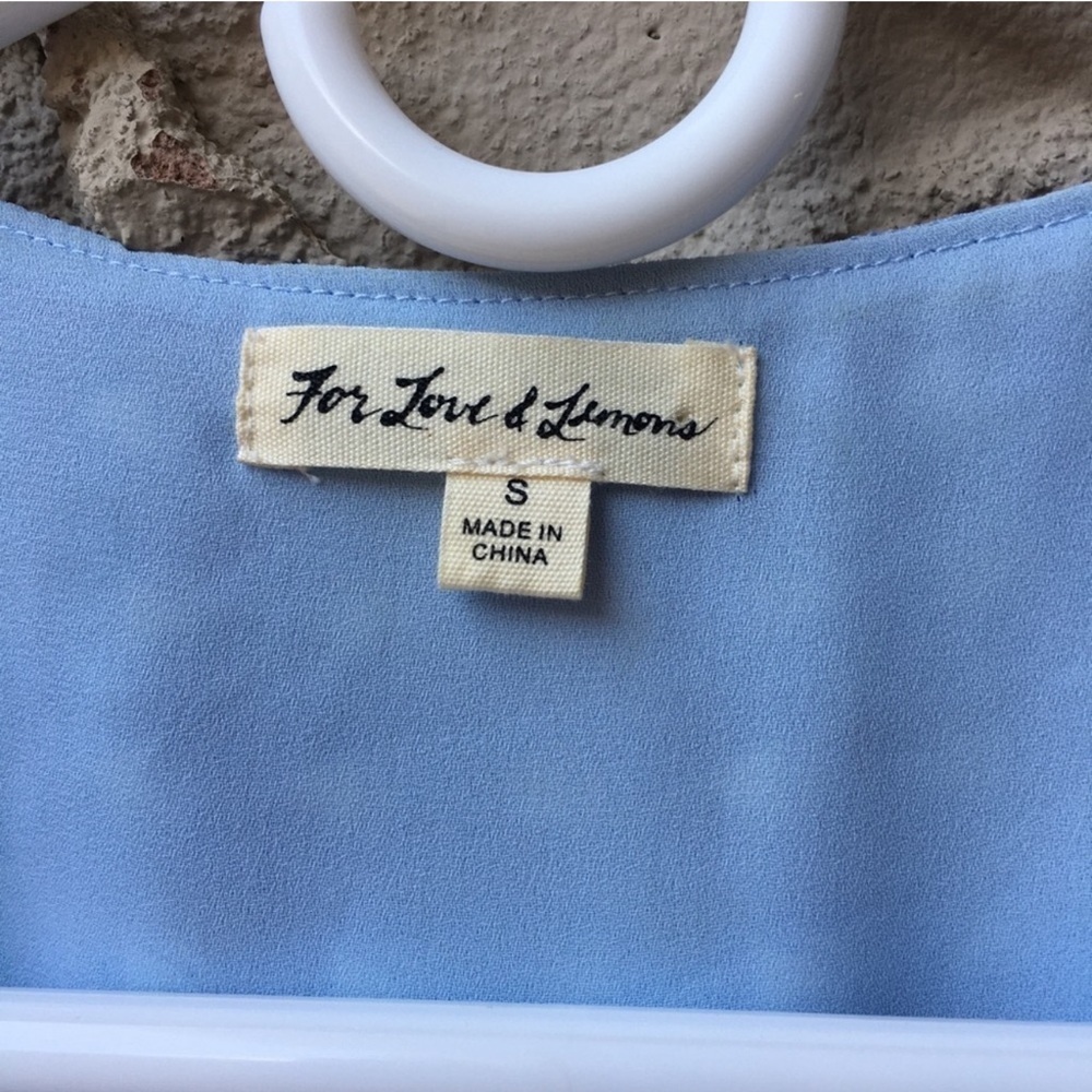 For Love & Lemons Sweetheart Wrap Mini Dress Periwinkle Size S - Picture 8 of 12